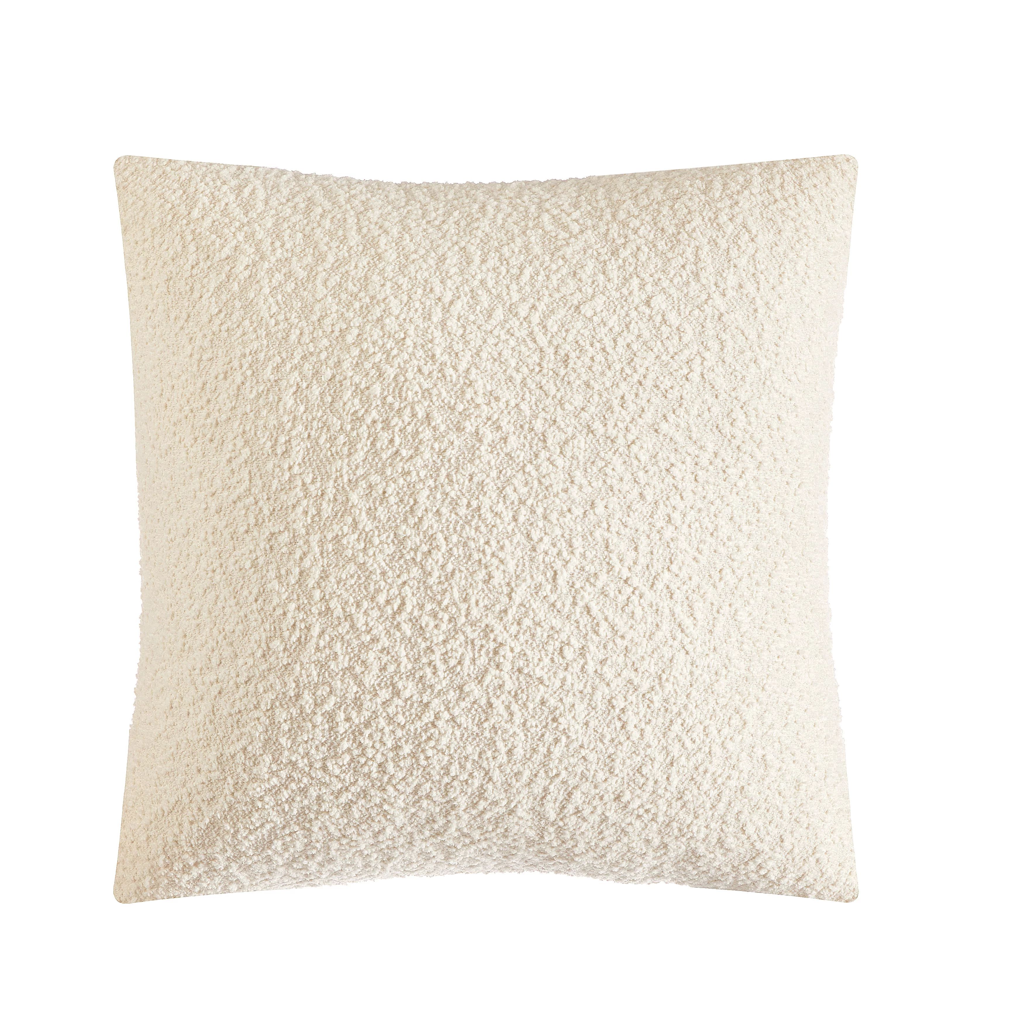 Mainstays Square Boucle Ivory Pillow, 18 in x 18 in, Polyester Fill | Walmart (US)
