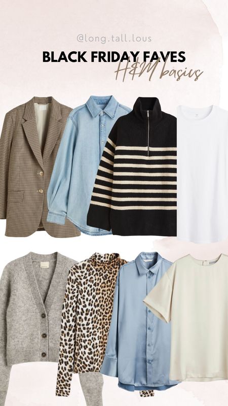 Black Friday favorites. The best H&M basics. Trust me, you want all of these items in your life. 

I wear the plaid blazer in medium, the oversized denim shirt in medium, the striped sweater in medium and the longline t-shirt I have in both medium and large. 

The grey cardigan in medium, the leopard longsleeve top in medium, the blue satin shirt in large and the beige satin shirt in medium. 



#LTKeurope #LTKSeasonal #LTKCyberweek