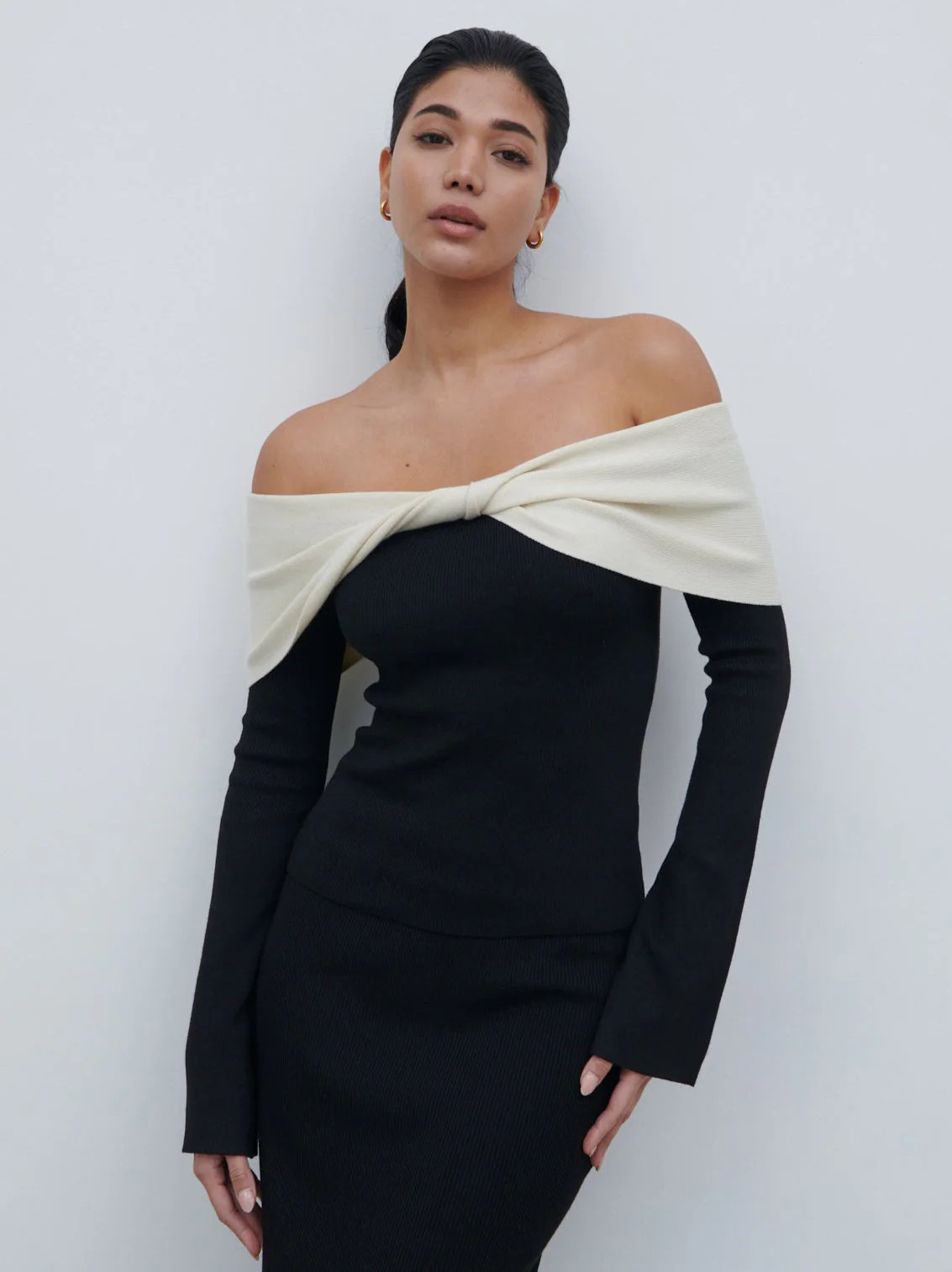 Ema Twist Bardot Knit Top | Pretty Lavish (UK)