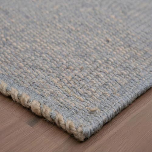 Hand Woven Jute Cotton Area Rug 4x6 Light Gray – Artisan-Made in India, Durable & Reversible, Heavy Quality, Natural Fiber Carpet | Amazon (US)