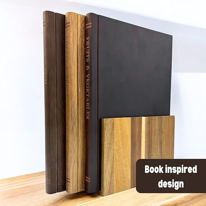 The Cutting Board Library | 100% Acacia Wood | Set of 3 Decorative Kitchen Boards with Wooden Sta... | Amazon (US)