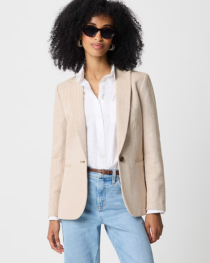 Cotton herringbone one-button blazer | J.Crew Factory