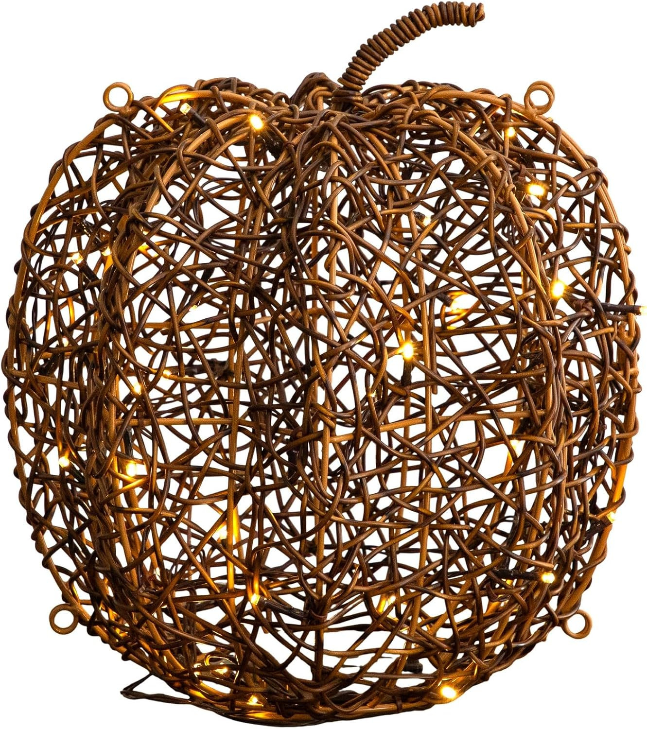 Nearly Natural 12in. Pre-Lit Autumn Rattan Fall Pumpkin with 40 Warm White LED Lights | Amazon (US)