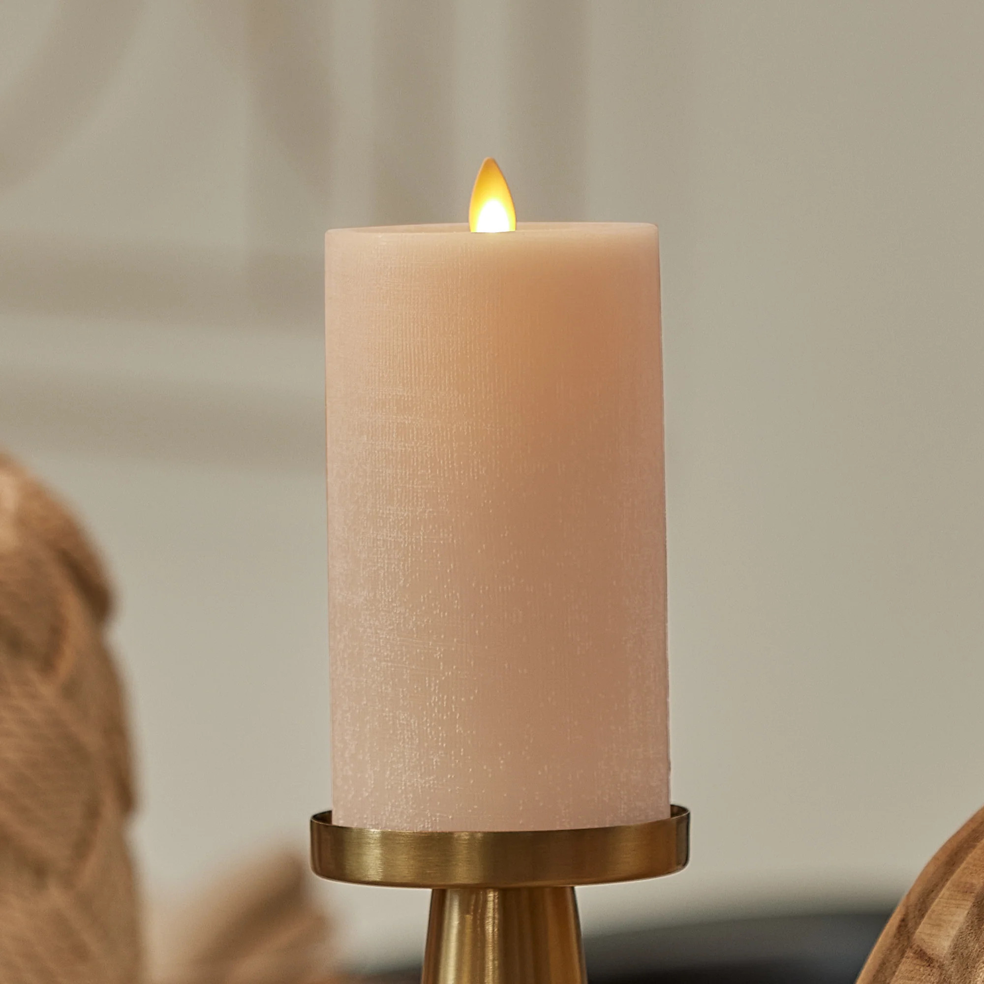 Irish Cream Chalky Linen Flameless Candle Pillar | Luminara