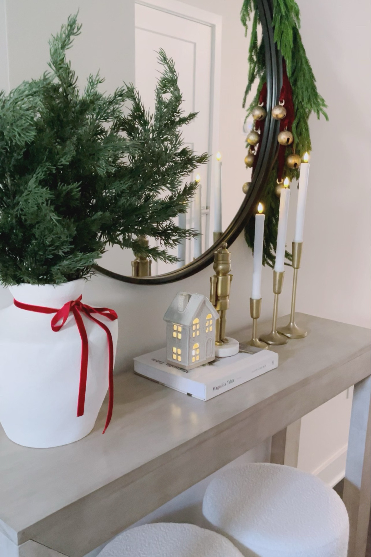 Neutral Christmas 2023 console table styling 🤩🎄🥰 #LTKhome 

#LTKSeasonal #LTKHoliday