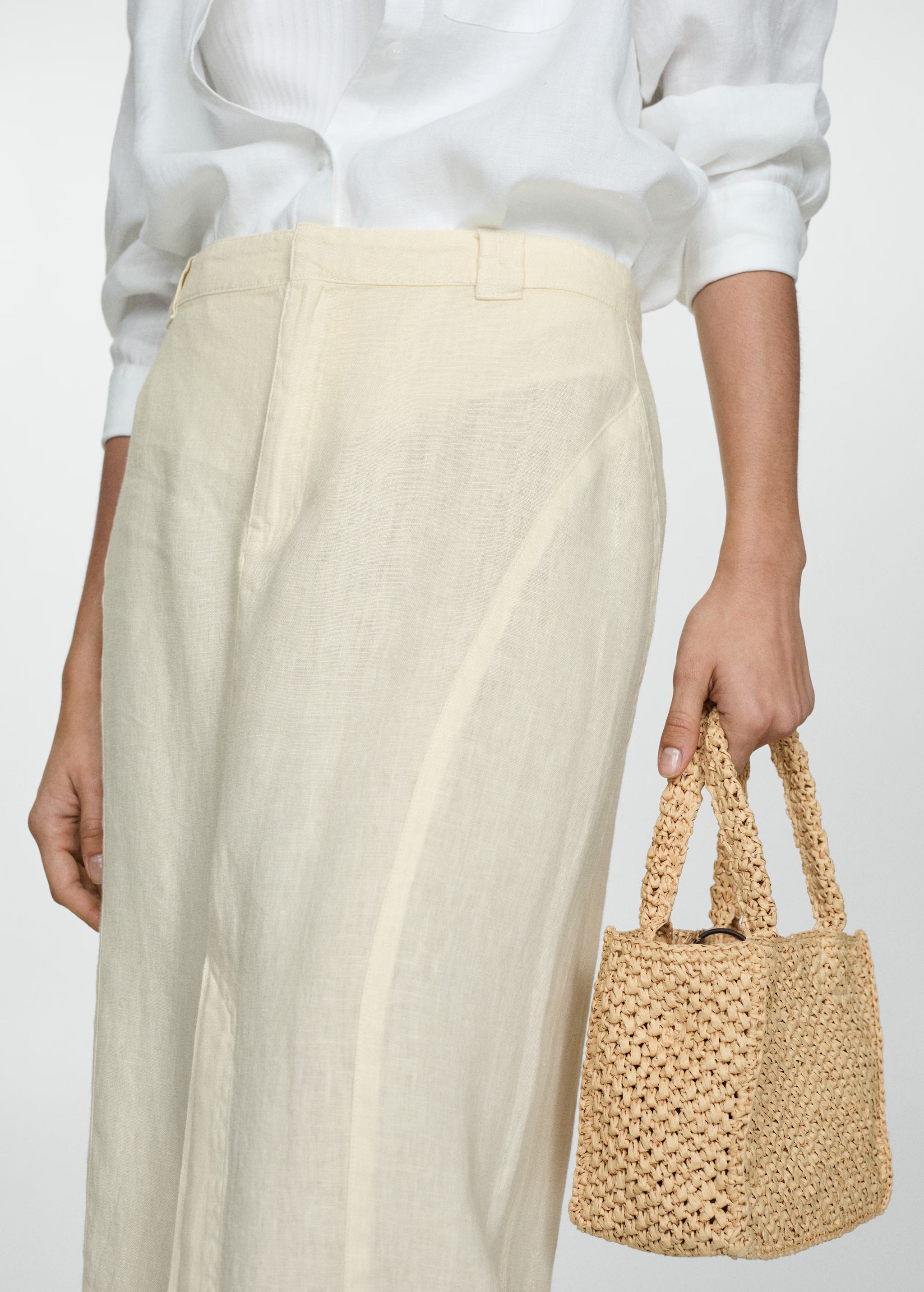 Linen skirt with slit | MANGO (UK)