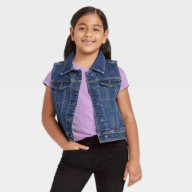 Girls' Denim Vest - Cat & Jack Dark Wash | Target
