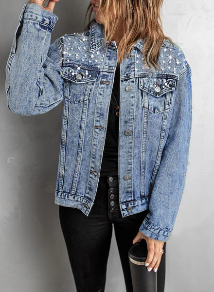 Beaded Casual Retro Denim Jackets | Evaless