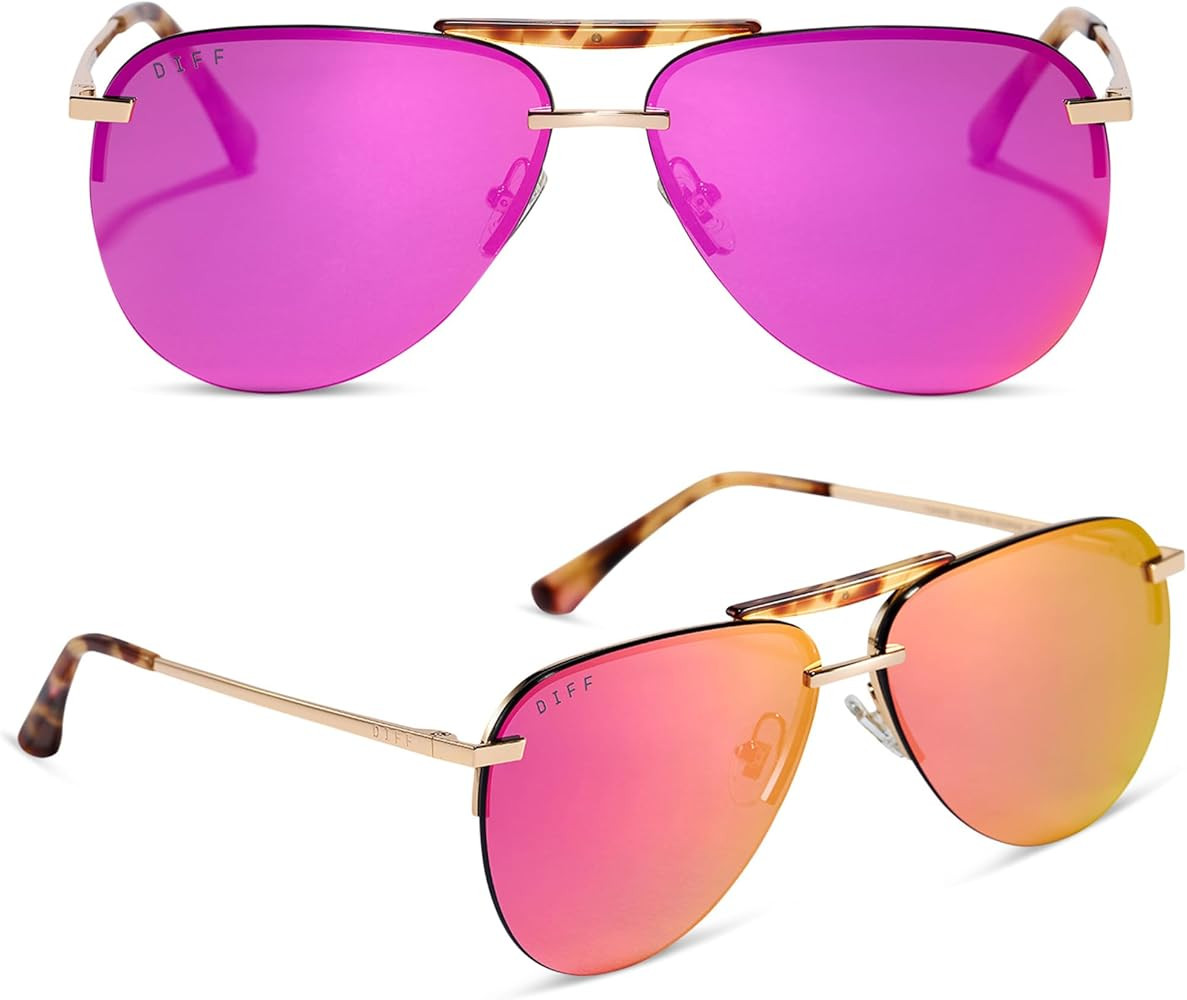 DIFF Tahoe Designer Oversized Aviator Sunglasses for Women UV400 Protection, Gold Frames | Amazon (US)