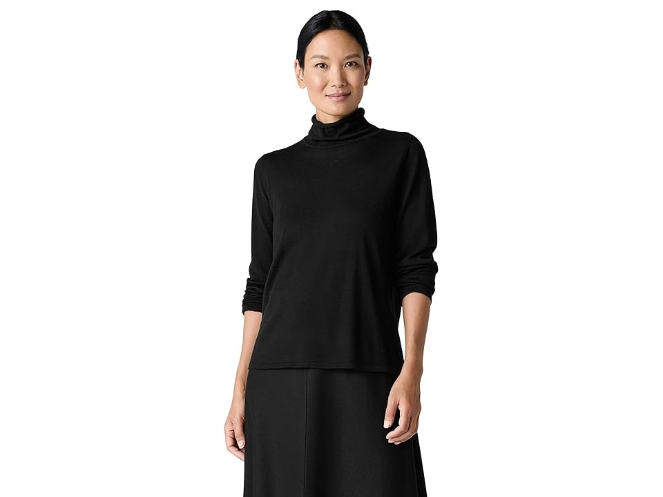 Eileen Fisher Turtleneck Women's Sweater Black : MD, Wool | Zappos
