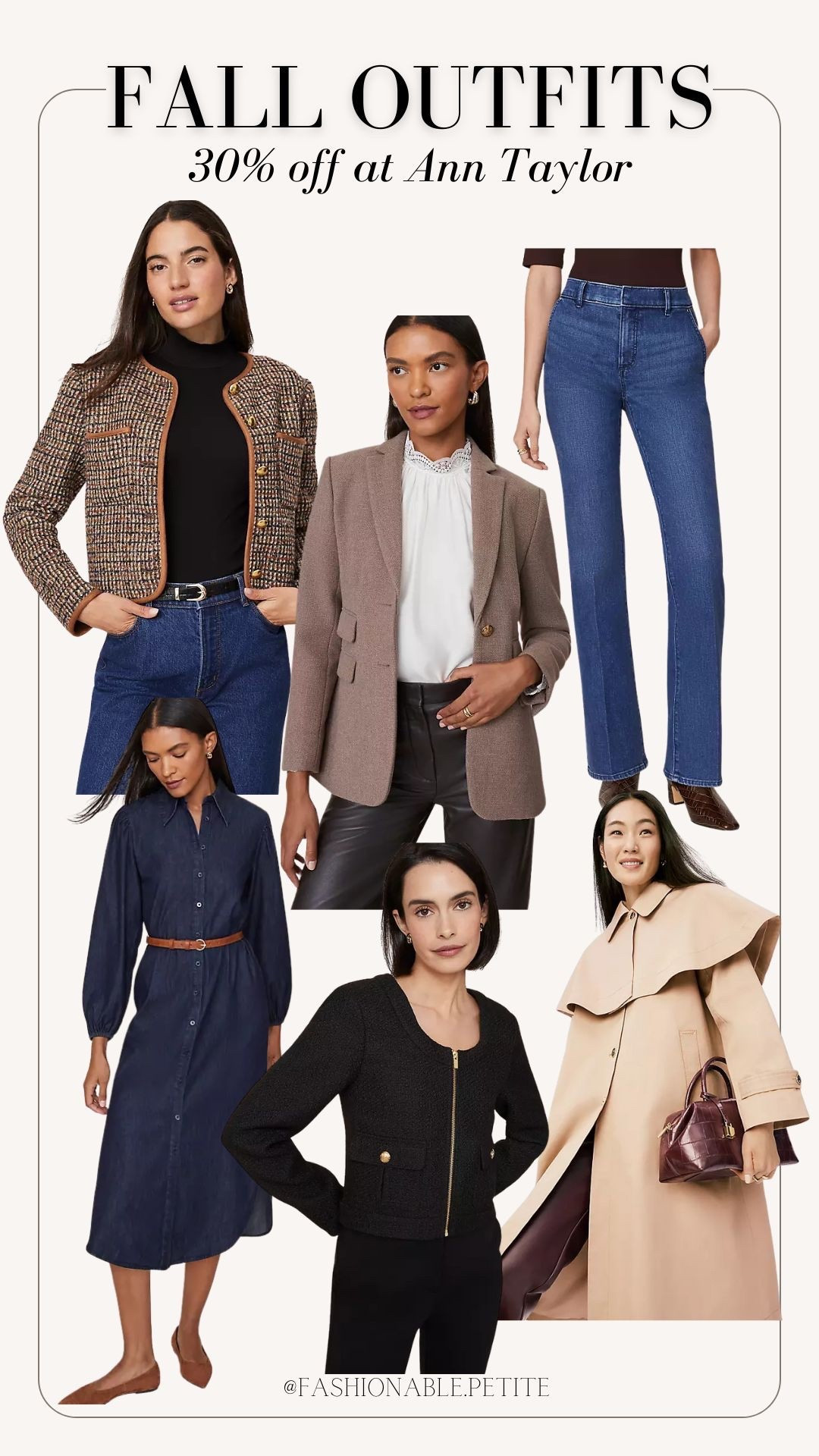 Fall outfits from Ann Taylor! 30% off and lots of petite fits. 

Fall outfit, fall style, tweed, denim, flannel  

#LTKSeasonal #LTKPetite #LTKSaleAlert
