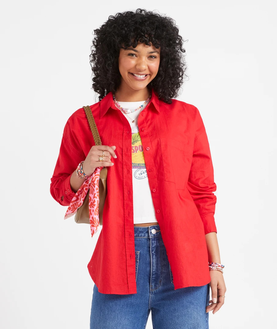 ZALI LINEN BLEND SHIRT | Sportsgirl