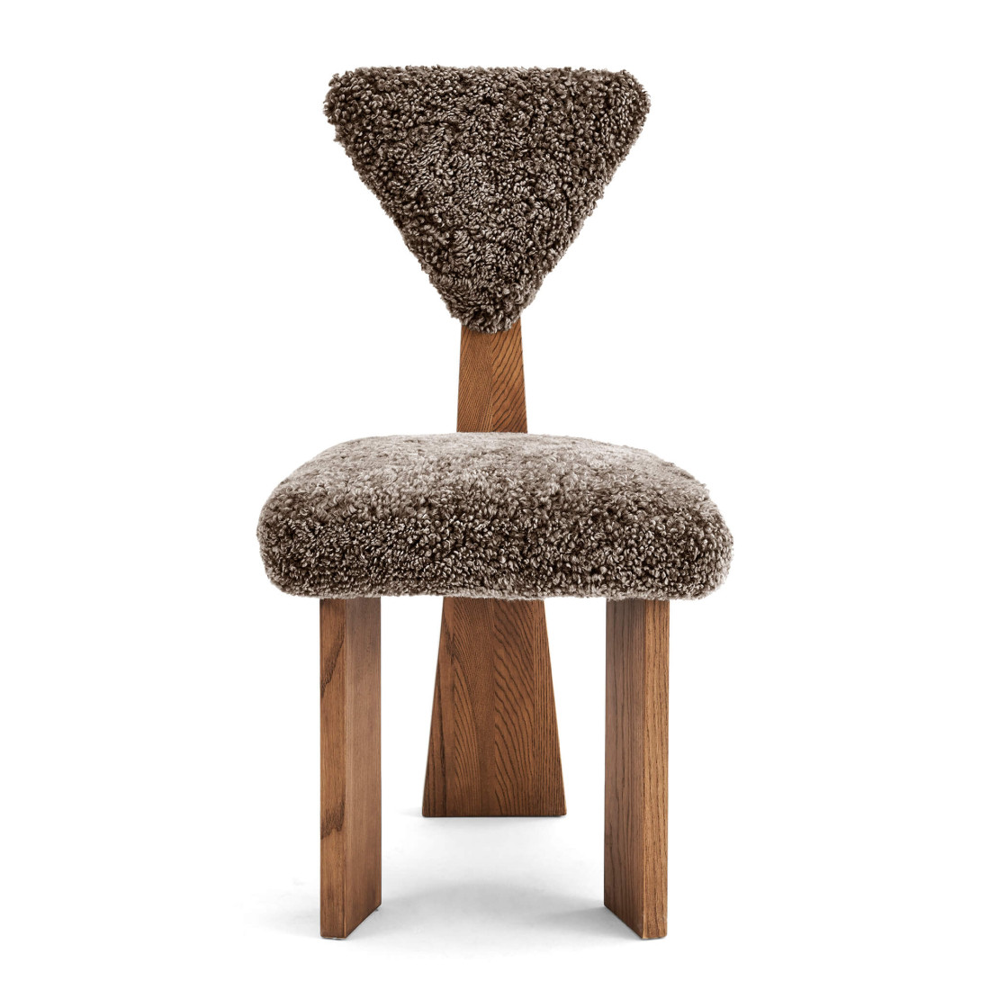 Giraffe Genuine Sheepskin Upholstered Wood Dining Chair with Three Legs | Eternity Modern