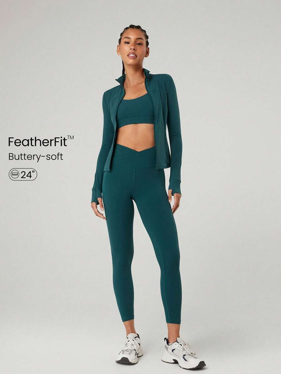 GLOWMODE 24" FeatherFit™ Crossover Yoga Leggings Buttery Soft High Stretch Crossover Waist Spo... | SHEIN