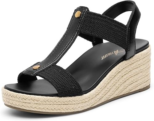 Athlefit Women's Espadrille Platform Wedge Sandals Comfortable Casual Open Toe Summer Dressy Arch... | Amazon (US)