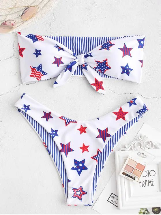 ZAFUL American Flag Reversible Bandeau Bikini Swimsuit   MULTI-A | ZAFUL (Global)