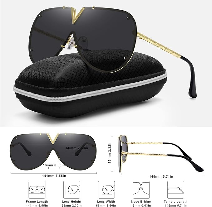 WOWSUN Oversized Sunglasses for Women V-shaped Vintage Women’s Large Shades with UV Protection | Amazon (US)