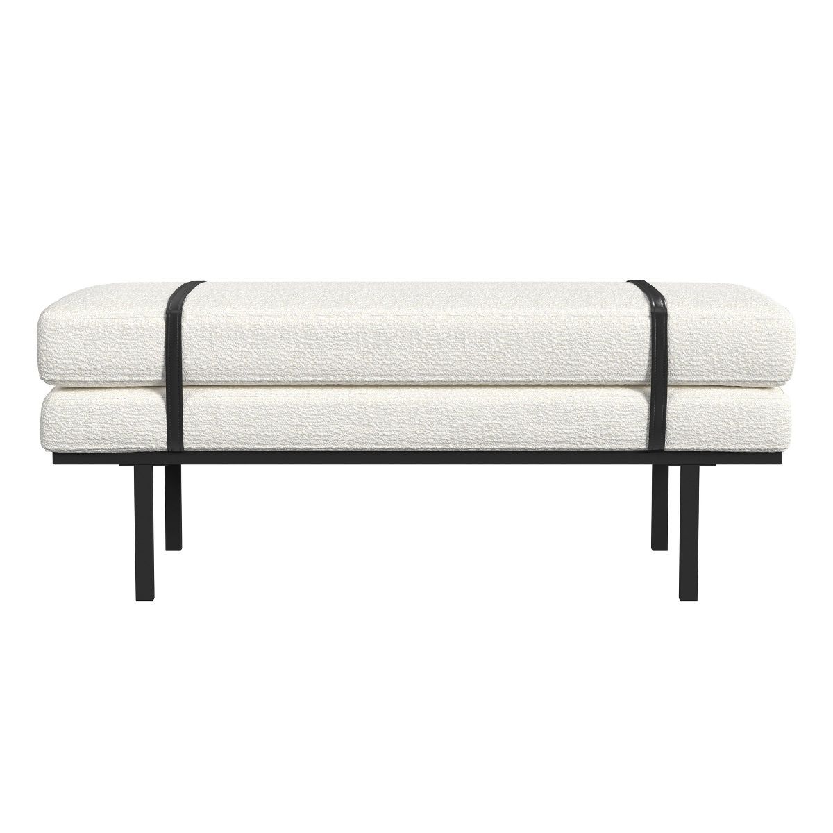 Upholstered Bench with Metal Base Cream Boucle - HomePop | Target