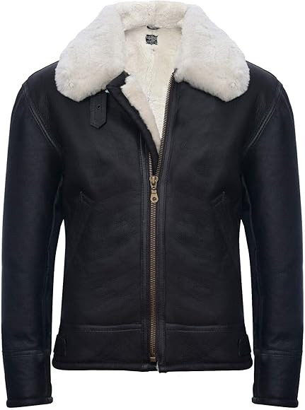 Men's B3 'Air Force' Real Shearling Sheepskin Aviator Pilot Flying Jacket | Amazon (US)