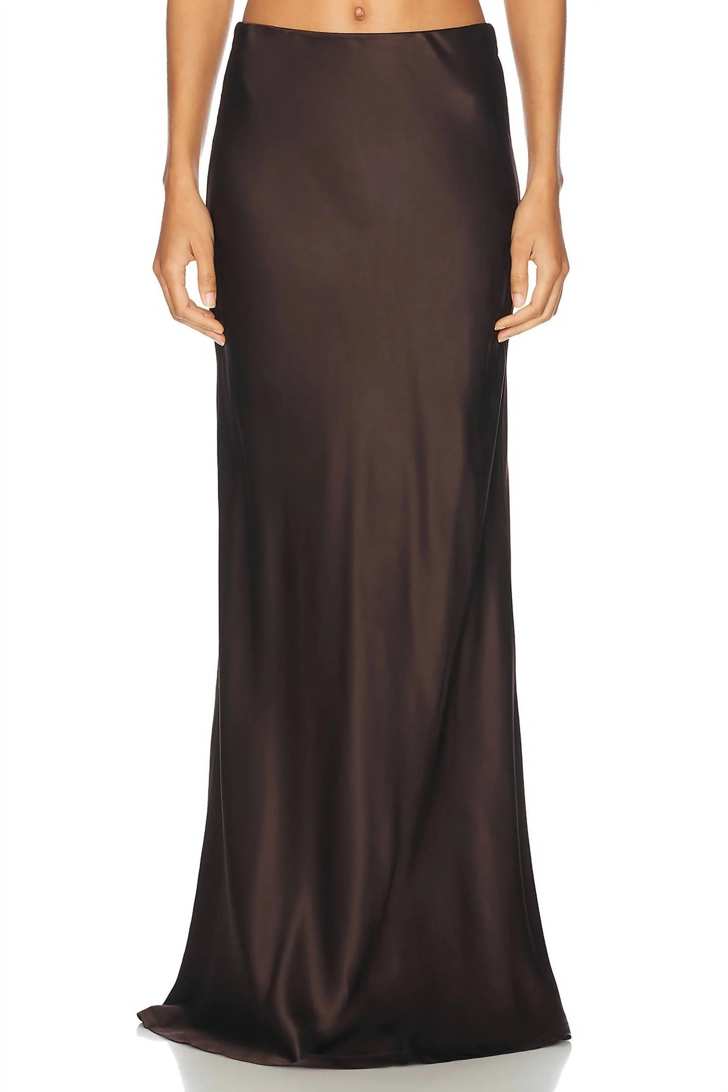 Silk Full Length Skirt In Brown | Shop Simon