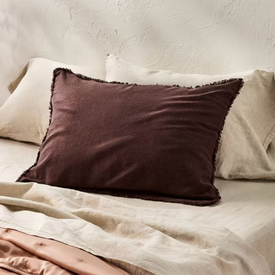 King Heavyweight Linen Blend Comforter Pillow Sham Dark Fig - Casaluna™ | Target