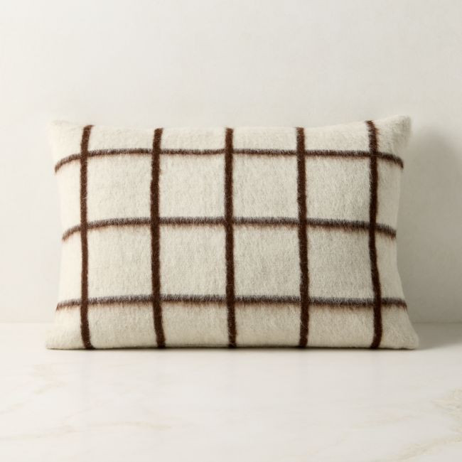 Umi Warm White And Sienna Brown Alpaca Wool Lumbar Pillow With Feather-Down Insert 22""x15"" By Blacksaw | CB2