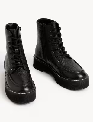 Leather Chunky Lace Up Flatform Boots | Marks & Spencer (UK)