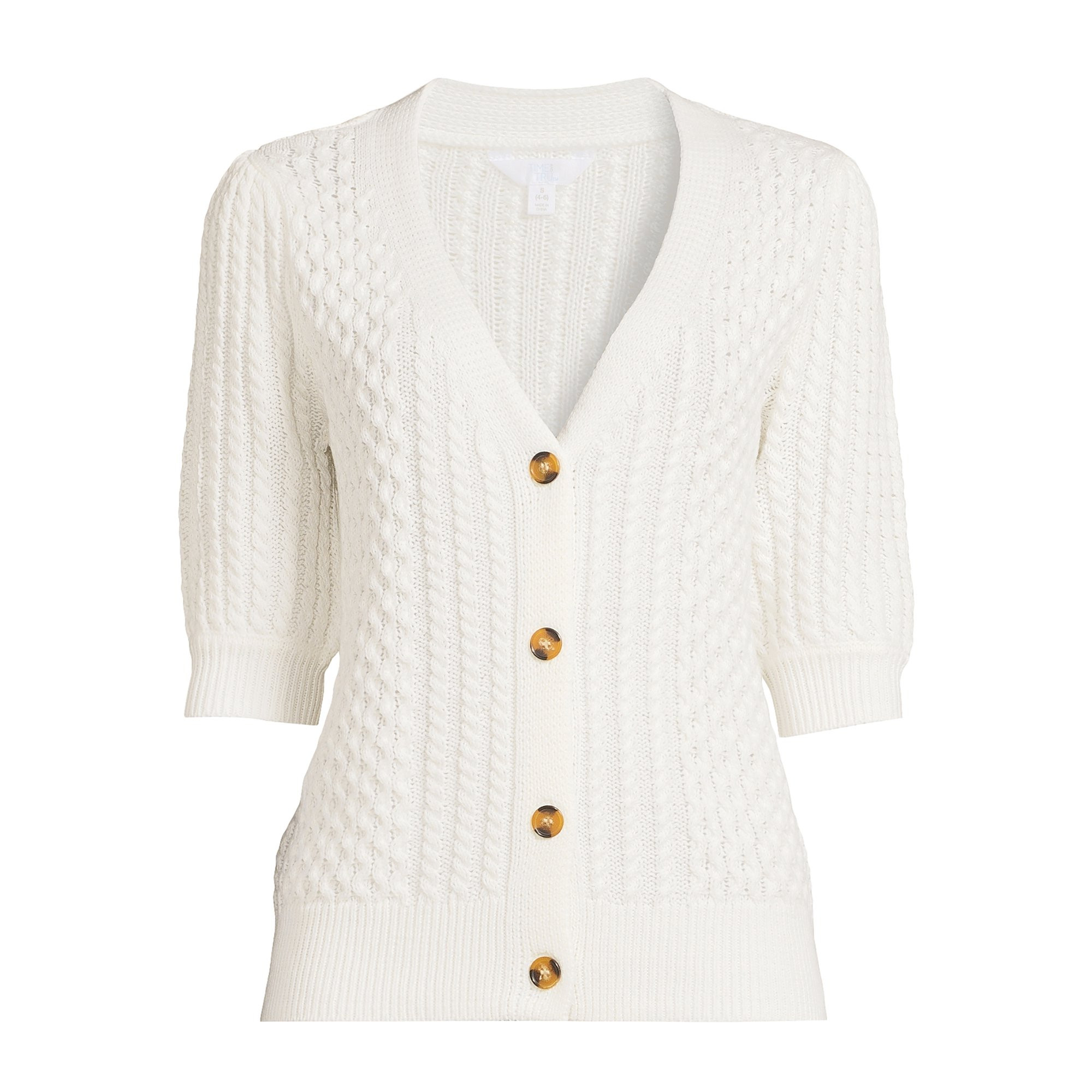 Time and Tru Women's Boyfriend Cardigan Sweater with Elbow Sleeves, Midweight, Sizes XS-XXXL | Walmart (US)