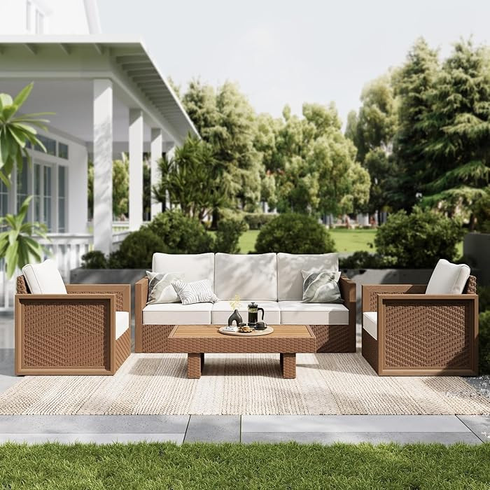 Sophia & William HDPE Patio Furniture Set，Modern Outdoor Sectional Sofa Set with 5.5" Cushions ... | Amazon (US)