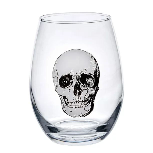 Way to Celebrate Clear Glass Stemless Wine Glass with Skull Pattern | Walmart (US)