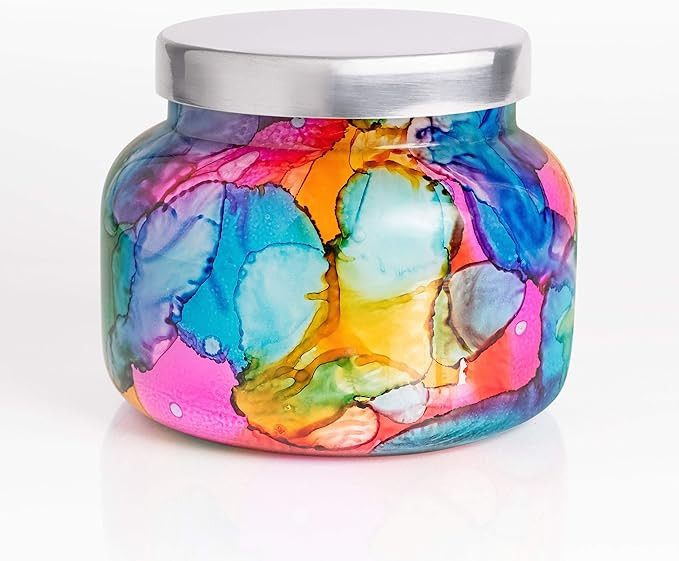 Capri Blue Scented Candle with Rainbow Watercolor Glass Candle Holder - Cotton Wick - Luxury Arom... | Amazon (US)