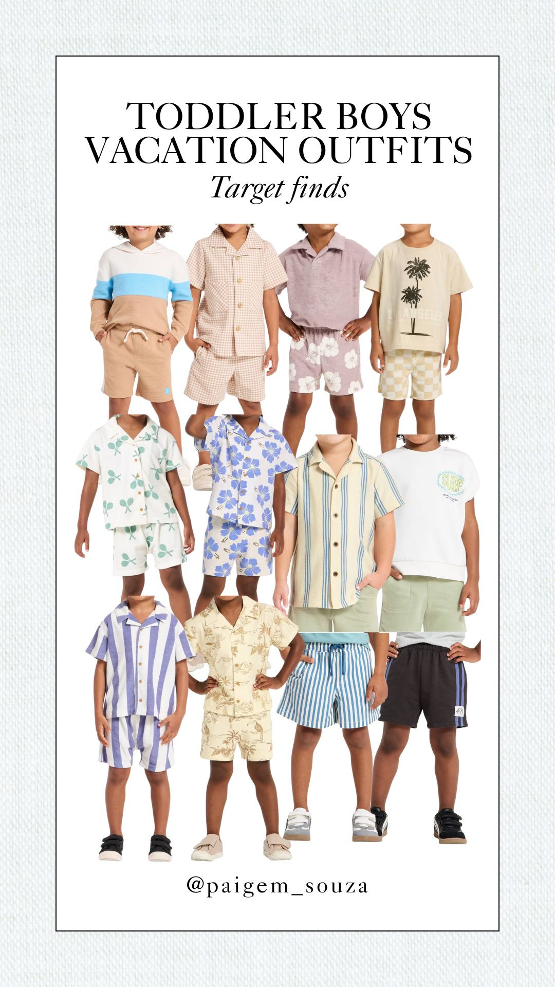 Cutest little getaway looks for toddler boys just hit Target ☀️ Matching sets, breezy button-downs, soft tees and comfy shorts made for beach days, park play and sightseeing.

Toddler style, boys clothing, mini outfits, summer sets, cabana stripes, tropical prints, graphic tops, elastic waist, playwear, lightweight fabrics, vacation looks, everyday basics, soft neutrals, mix match, affordable finds, family photos, travel, warm weather, spring break. 

 #LTKootd #LTKTravel #LTKKids