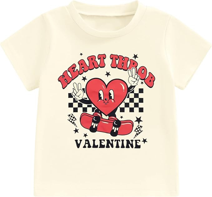 Valentine Shirt for Toddler Girl Boy Heart Throb Graphic T-Shirt Valentines Day Shirts Short Slee... | Amazon (US)