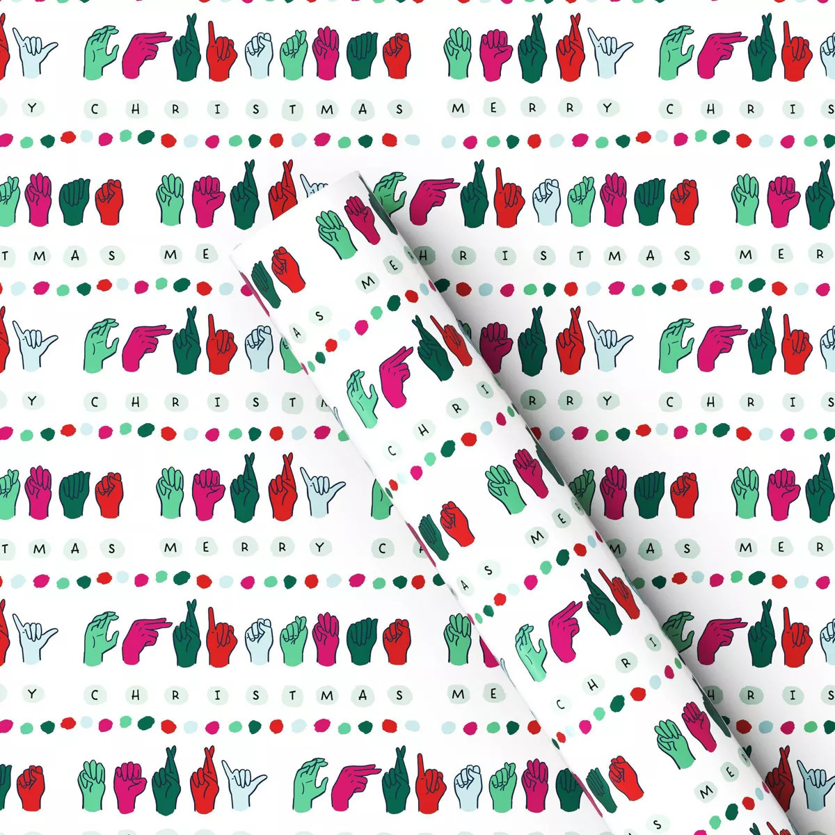 50 sq ft American Sign Language 'Merry Christmas' Gift Wrap White - Wondershop™ | Target