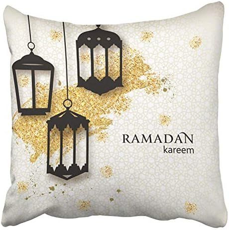 Lzhengsi 18 X 18 Inches Throw Pillow Covers Ramadan Kareem Paper Cut Arabic Lamps Festive Ramadan... | Amazon (US)