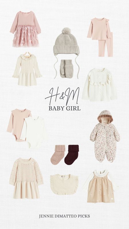 H&M baby girl, dress, onesies, long sleeve, winter fashion, snow suit, socks, bib, neutral, feminine 

#LTKbaby #LTKCyberWeek #LTKkids