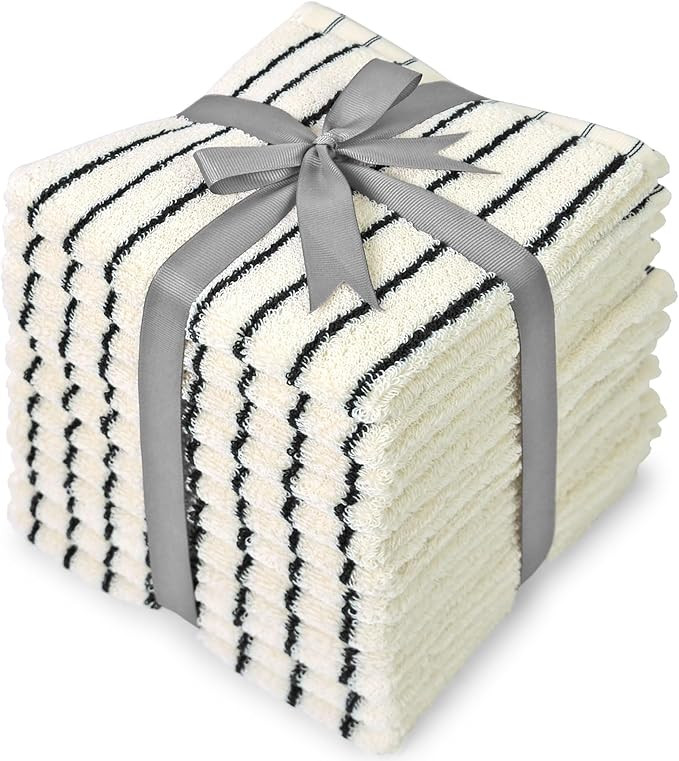 Amazon.com: Jacquotha Striped Cotton Washcloths 12 Pack, 13\u201d x 13\u201d - Soft Wash Cloths f... | Amazon (US)