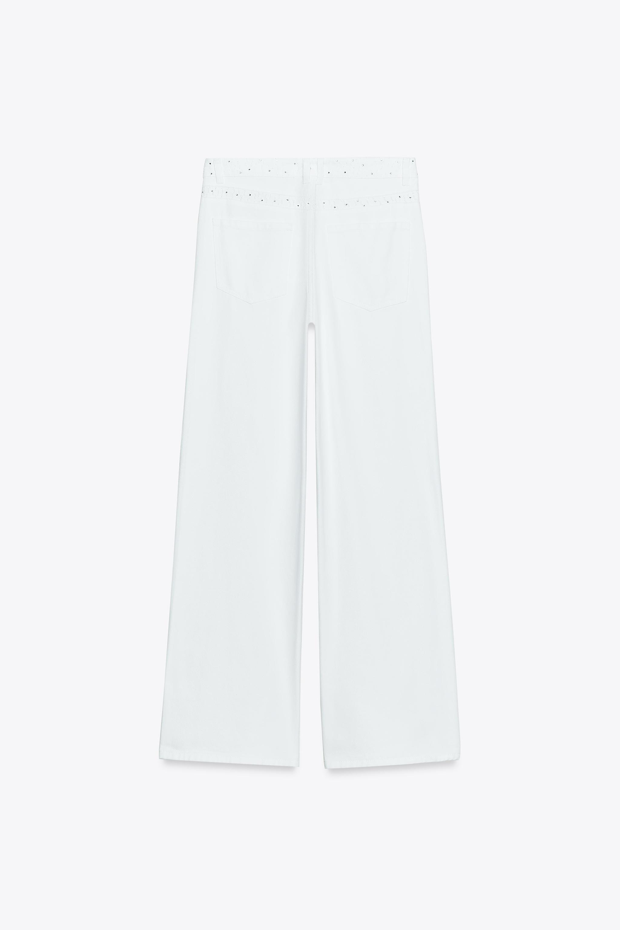 Z1975 HIGH RISE WIDE LEG RHINESTONE JEANS | Zara US