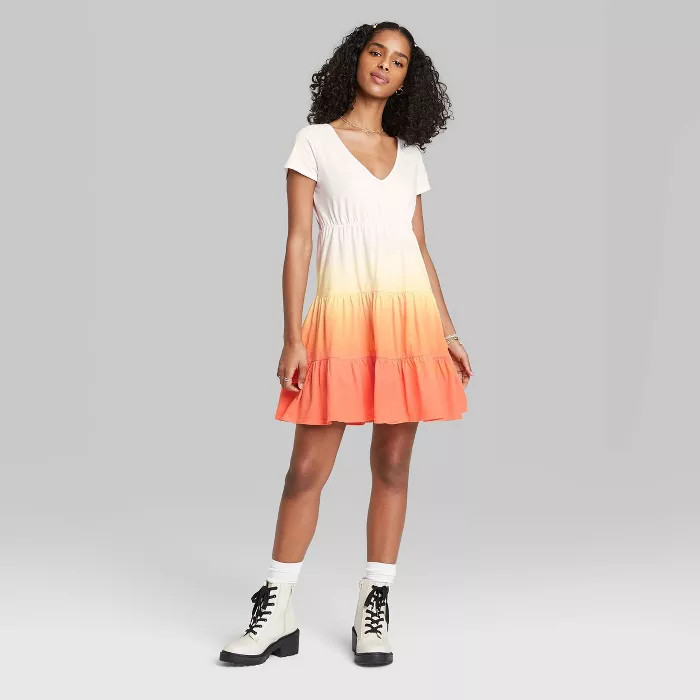 Women's Short Sleeve Tiered Knit Babydoll Dress - Wild Fable™ | Target