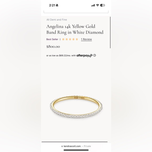 Kendra Scott Angelina Diamond Band 14k Yellow Gold SZ 6 | Poshmark
