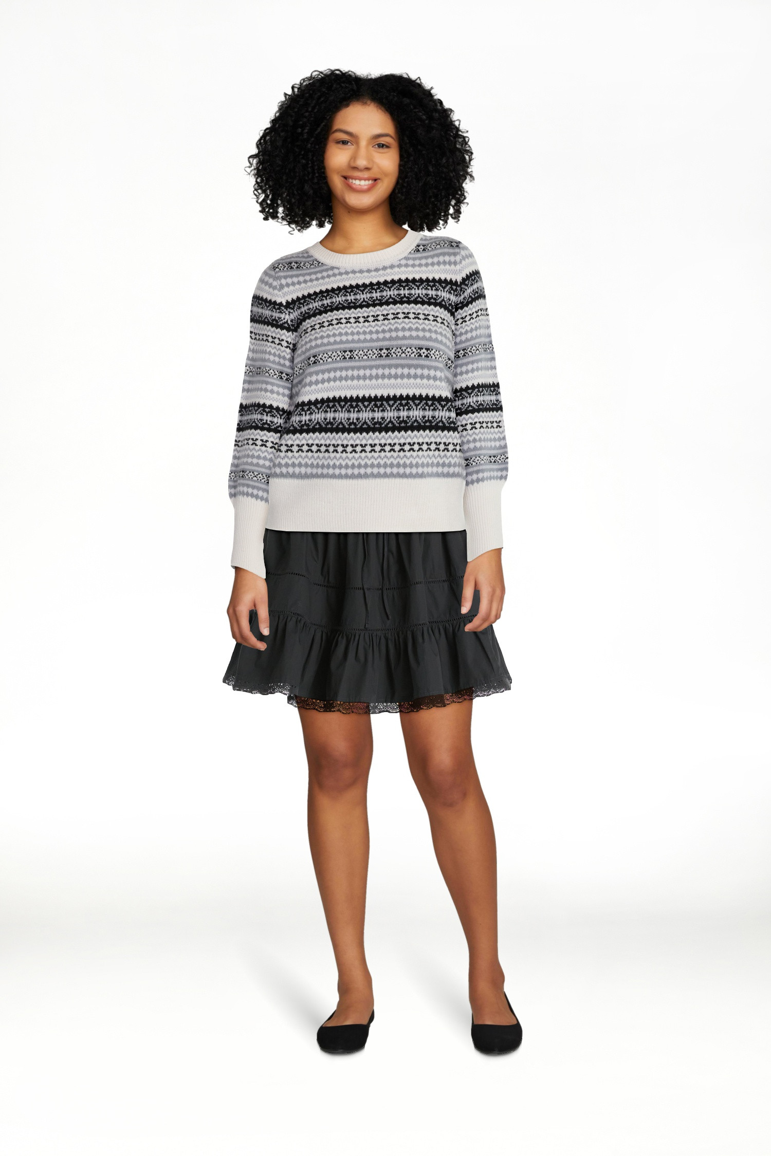 Free Assembly Women's and Women’s Plus Fair Isle Pullover Sweater with Tall Cuffs, Midweight, S... | Walmart (US)