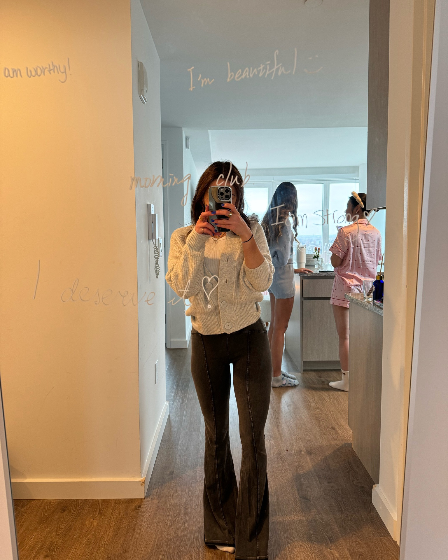 Gray yoga pants, white tank top, gray cardigan

#LTKstyletip #LTKfindsunder100 #LTKSeasonal