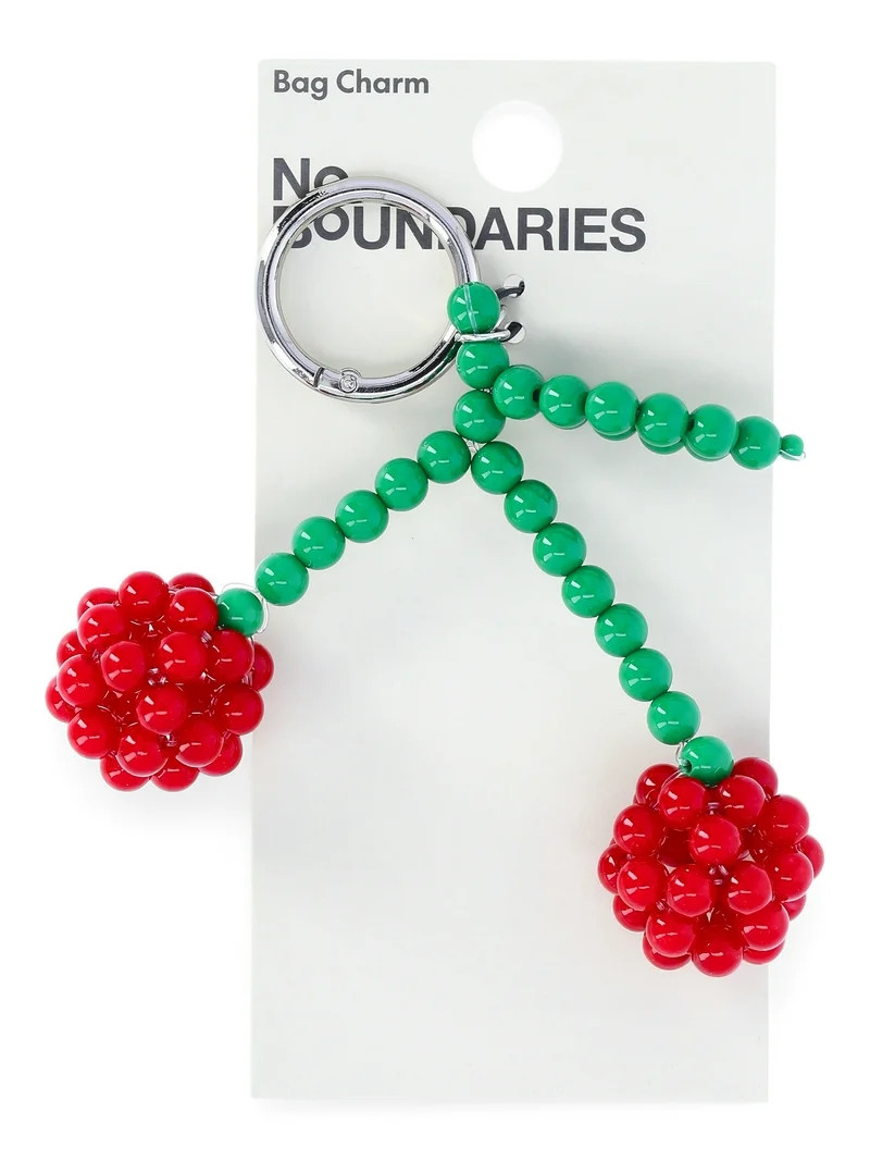 No Boundaries Women's Hands Free Bag Charm, Beaded Cherries | Walmart (US)