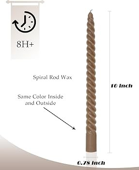 Brown Tall Taper Candles Spiral Candle Sticks,Unscented Pastel Candle for Holiday,Wedding and Hom... | Amazon (US)