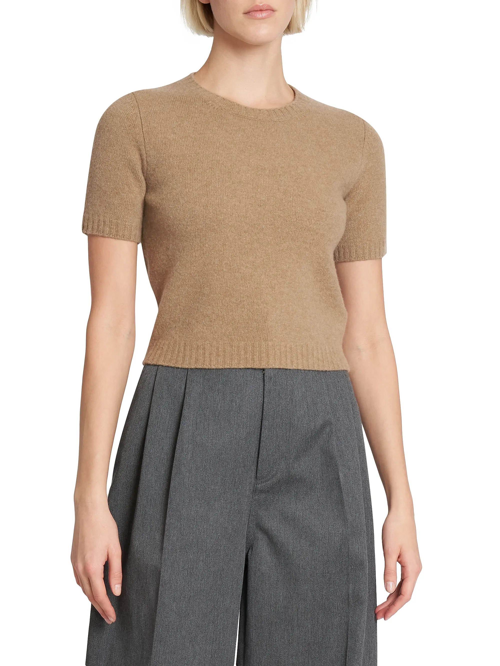 Wool Cropped Short-Sleeve Sweater | Saks Fifth Avenue