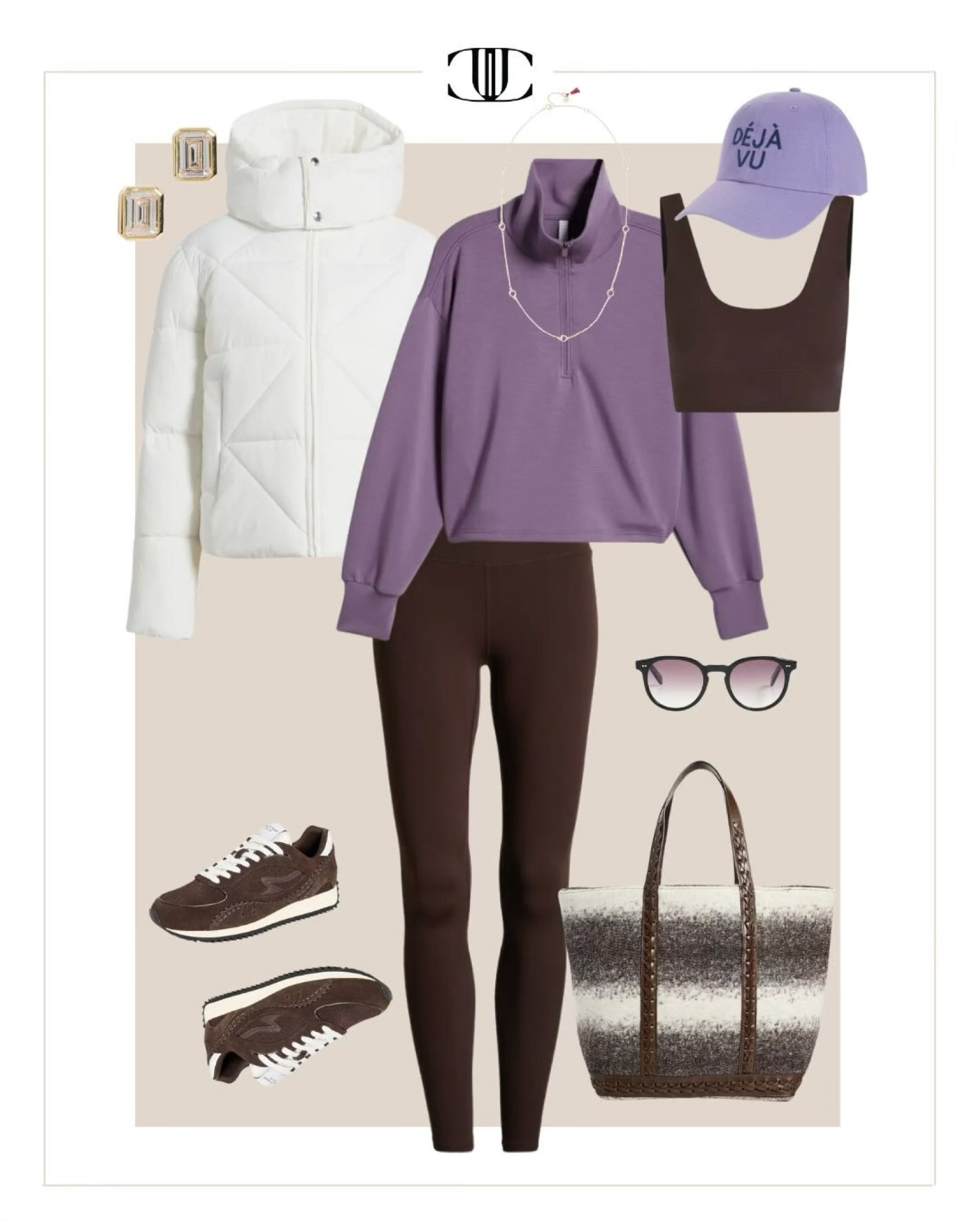 Revamping my closet with some really cute layered fitness attire. Hoping this gives me some extra motivation to stay consistent with the gym in 2025! 

Activewear, leggings, puffer jacket, cropped jacket, half zip pullover, high waisted leggings, runner sneakers, tote bag, baguette stud earrings, necklace, round sunglasses, baseball hat

#LTKActive #LTKOver40 #LTKFitness