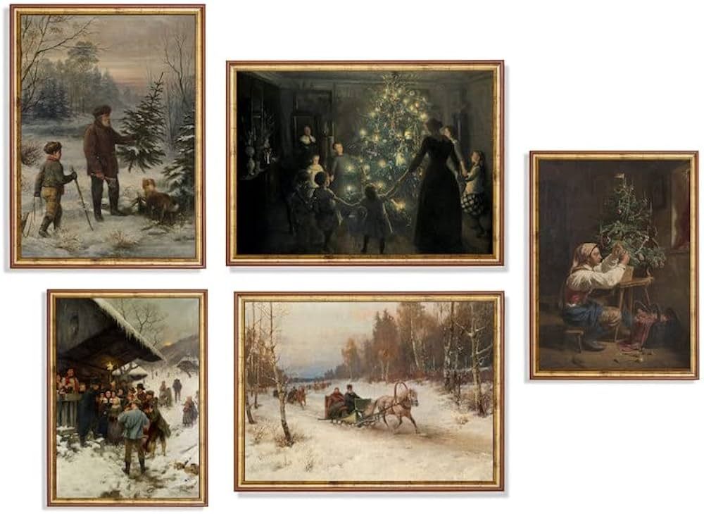 Lucky Numen Vintage Prints, Vintage Christmas Prints, Winter Scene Wall Art, Landscape Painting, ... | Amazon (CA)