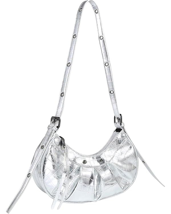 SHENHE Women's Casual Hobo Shoulder Bag Y2K PU Leather Ruched Zipper Clutch Handbag | Amazon (US)