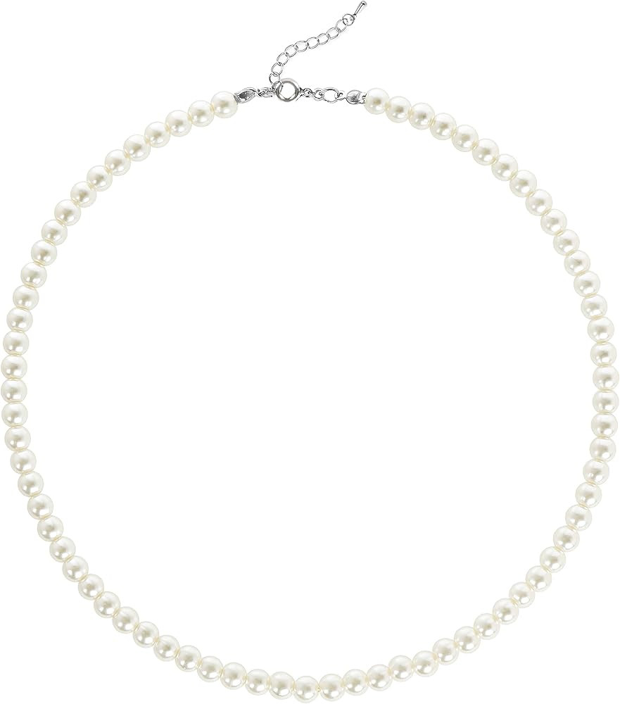 BABEYOND Round Imitation Pearl Necklace Wedding Pearl Necklace for Brides | Amazon (US)