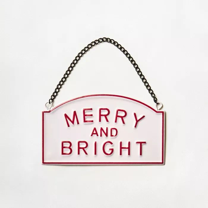 'Merry And Bright' Ornament Red/White - Hearth & Hand™ with Magnolia | Target
